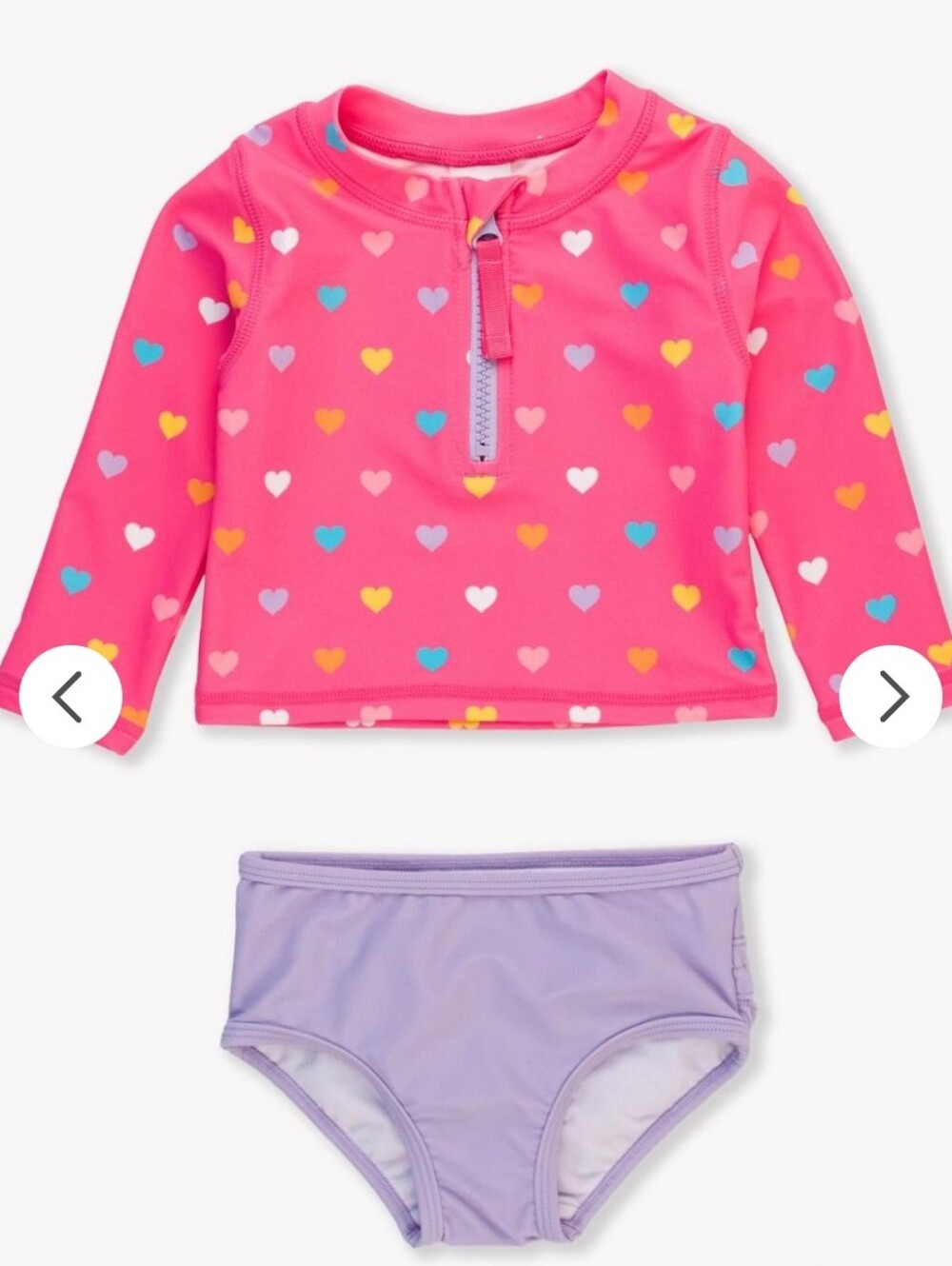 RuffleButts Long Sleeve Zipper Rash Guard 2-Piece Rear Ruffles Sz 3T